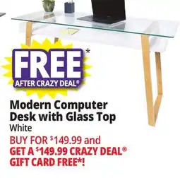 Ocean State Job Lot Modern Computer Desk with Glass Top White offer
