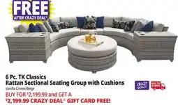 Ocean State Job Lot TK Classics 6-Piece Rattan Sectional Seating Group with Cushions Vanilla Creme/Beige offer