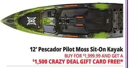 Ocean State Job Lot Perception Pescador Pilot 12.0 Fishing Pedal Kayak offer