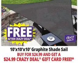 Ocean State Job Lot Triangular Sun Shade Sail 10' x 10' x 10' Graphite offer
