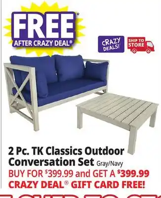 Ocean State Job Lot TK Classics 2 Piece Outdoor Conversation Set Gray/Navy offer