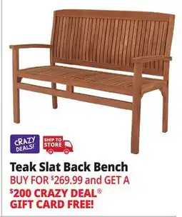 Ocean State Job Lot Teak Slat Back Bench offer