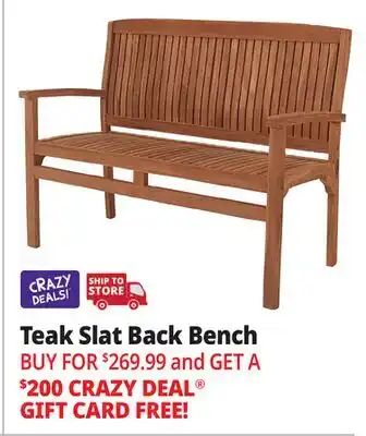 Ocean State Job Lot Teak Slat Back Bench offer