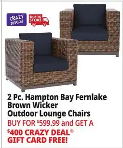 Ocean State Job Lot Hampton Bay Fernlake Brown Wicker Outdoor Lounge Chairs Set of 2 Midnight offer