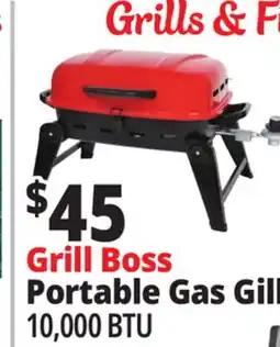 Ocean State Job Lot Grill Boss Portable Propane Grill with Folding Legs 10 000 BTU offer