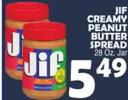 Bravo Supermarkets JIF CREAMY PEANUT BUTTER SPREAD offer