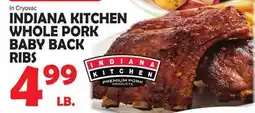 Bravo Supermarkets INDIANA KITCHEN WHOLE PORK BABY BACK RIBS offer
