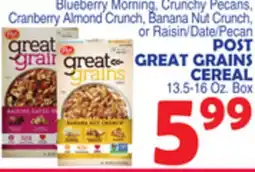 Bravo Supermarkets POST GREAT GRAINS CEREAL offer