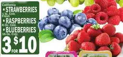 C Town STRAWBERRIES 1 LB. CNTR. FRESH RASPBERRIES 6 OZ. CNTR., BLUEBERRIES 16 OZ. CNTR offer