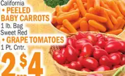 C Town PEELED BABY CARROTS 1 lb. Bag Sweet Red GRAPE TOMATOES 1 Pt. Cntr offer
