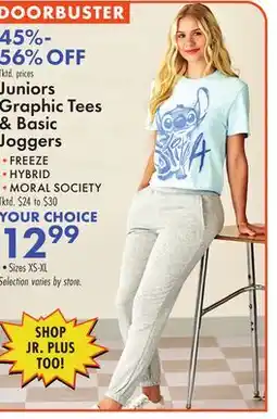 Boscov's Juniors Graphic Tees & Basic Joggers offer