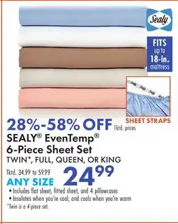 Boscov's SEALY EvenTemp 6-Piece Sheet Set offer