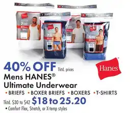 Boscov's Mens HANES Ultimate Underwear offer