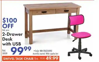 Boscov's 2-Drawer Desk with USB offer