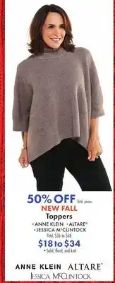 Boscov's NEW FALL Toppers offer