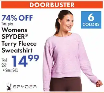 Boscov's Womens SPYDER Terry Fleece Sweatshirt offer