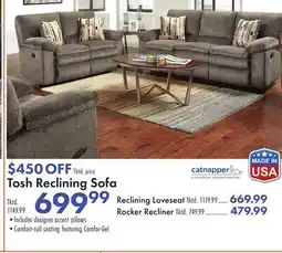 Boscov's Tosh Reclining Sofa offer