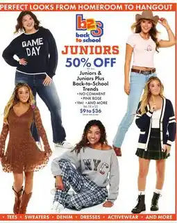 Boscov's Juniors & Juniors Plus Back-to-School Trends offer