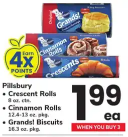 ACME Pillsbury Crescent Rolls 8 oz. ctn., Cinnamon Rolls 12.4-13 oz. pkg., Grands! Biscuits 16.3 oz. pkg offer