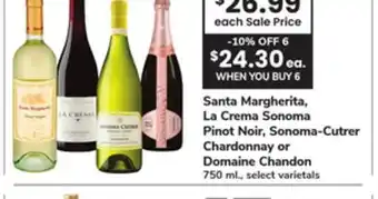 ACME Santa Margherita, La Crema Sonoma Pinot Noir, Sonoma-Cutrer Chardonnay or Domaine Chandon offer