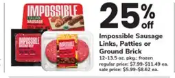 ACME Impossible Sausage Links, Patties or Ground Brick offer