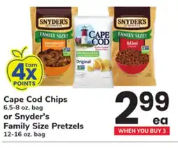 ACME Cape Cod Chips 6.5-8 oz. bag or Snyder's Family Size Pretzels 12-16 oz. bag offer