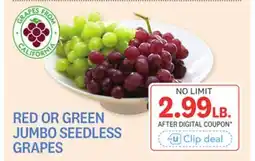 Kings Food Markets RED OR GREEN JUMBO SEEDLESS GRAPES offer