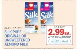 Kings Food Markets SILK PURE ORIGINAL OR UNSWEETENED ALMOND MILK offer