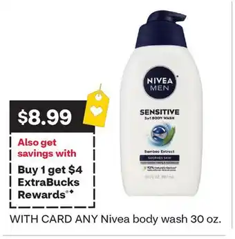 CVS ANY Nivea body wash 30 oz offer