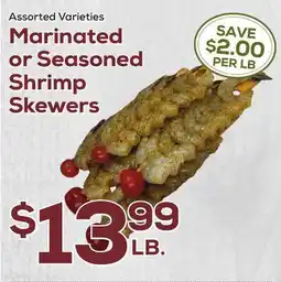 DeCicco & Sons Marinated or Seasoned Shrimp Skewers offer