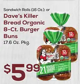 DeCicco & Sons Dave's Killer Bread Organic 8-Ct. Burger Buns 17.6 Oz. Pkg offer