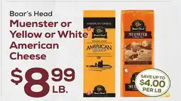 DeCicco & Sons Boar's Head Muenster or Yellow or White American Cheese offer