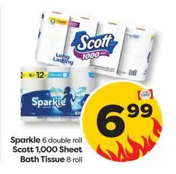 Weis Markets Sparkle 6 double roll Scott 1, 000 Sheet Bath Tissue 8 roll offer