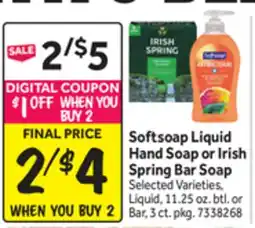 Stop&Shop Softsoap Liquid Hand Soap or Irish Spring Bar Soap offer