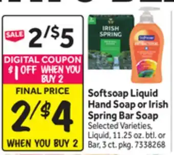 Stop&Shop Softsoap Liquid Hand Soap or Irish Spring Bar Soap offer