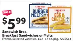 Stop&Shop Sandwich Bros. Breakfast Sandwiches or Melts offer
