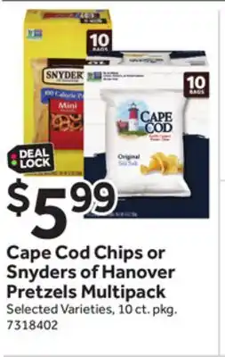 Stop&Shop Cape Cod Chips or Snyders of Hanover Pretzels Multipack offer