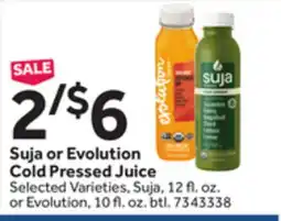 Stop&Shop Suja or Evolution Cold Pressed Juice offer