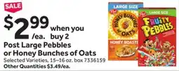Stop&Shop Post Large Pebbles or Honey Bunches of Oats offer