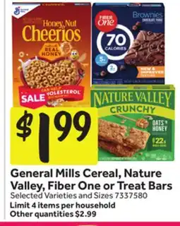 Stop&Shop General Mills Cereal, Nature Valley, Fiber One or Treat Bars offer
