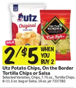 Stop&Shop Utz Potato Chips, On the Border Tortilla Chips or Salsa offer