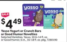 Stop&Shop Yasso Yogurt or Crunch Bars or Good Humor Novelties offer