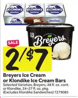 Stop&Shop Breyers Ice Cream or Klondike Ice Cream Bars offer
