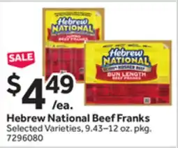 Stop&Shop Hebrew National Beef Franks offer