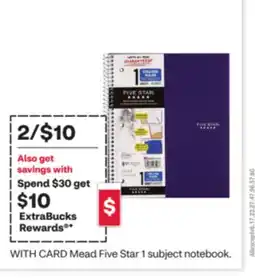 CVS Five Star 1 subject notebook offer