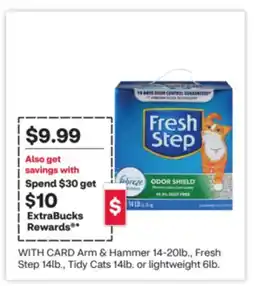 CVS Arm & Hammer 14-20 lb, Fresh Step 14 lb, Tidy Cats 14 lb, or lightweight 6 lb offer