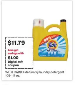 CVS Tide Simply laundry detergent 105-117 oz offer