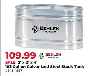 Runnings 2' x 2' x 4' 103 Gallon Galvanized Steel Stock Tank offer