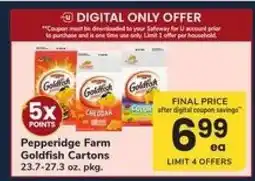 Safeway Pepperidge Farm Goldfish Cartons offer