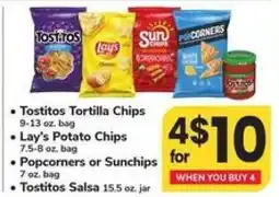 Safeway Tostitos, Lay's, Popcorners or Sunchips, Tostitos Salsa offer